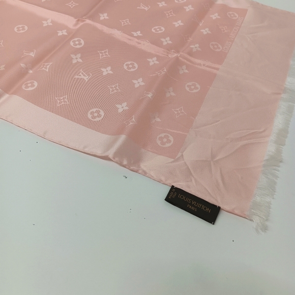 Louis Vuitton Women's Silk Wool Monogram Denim Scarf - Pink - Picture 4 of 13